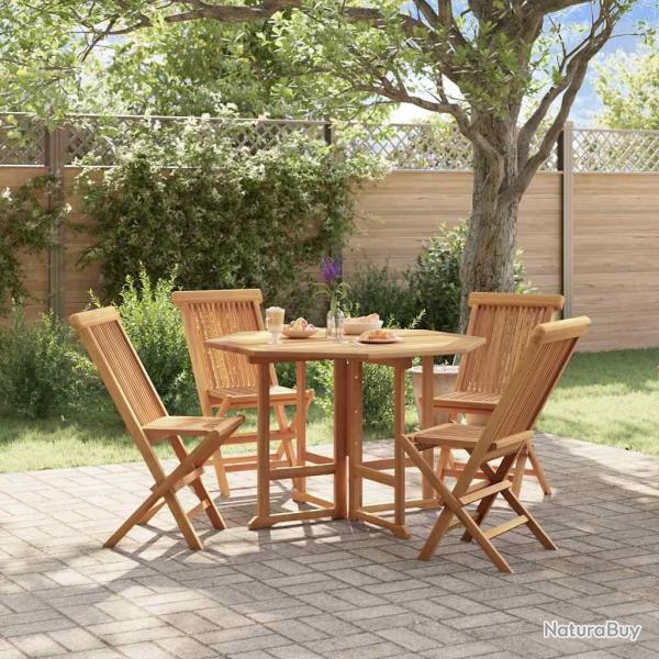 Ensemble � d�ner d'ext�rieur pliable 5 pcs Bois solide de teck