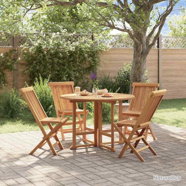 Mobilier � d�ner d'ext�rieur pliable 5 pcs Bois solide de teck