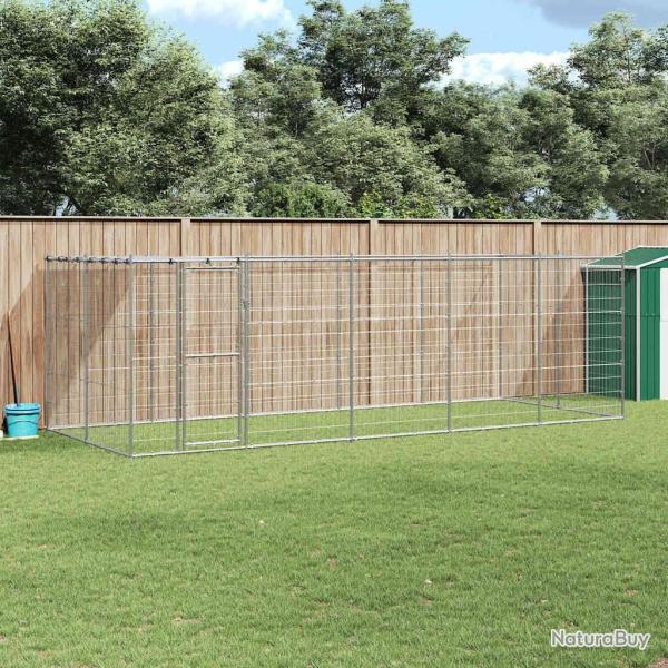 Chenil ext�rieur Acier galvanis� avec toit 12,1 m�