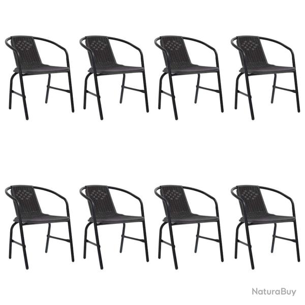 Chaises de jardin lot de 8 Rotin plastique et acier 110 kg