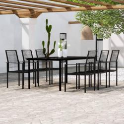 Ensemble &agrave; manger de jardin 7 pcs Noir