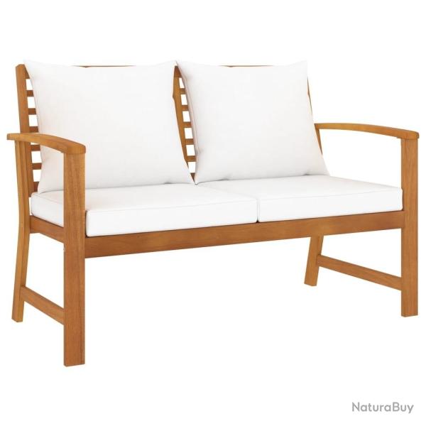 Banc de jardin avec coussin cr�me 120 cm Bois solide d'acacia