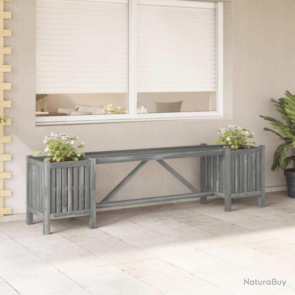 Banc de jardin avec 2 jardini�res 150 cm bois d'acacia gris