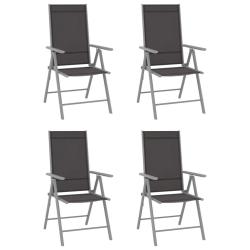 Chaises de jardin pliables lot de 4 Textil&egrave;ne Noir