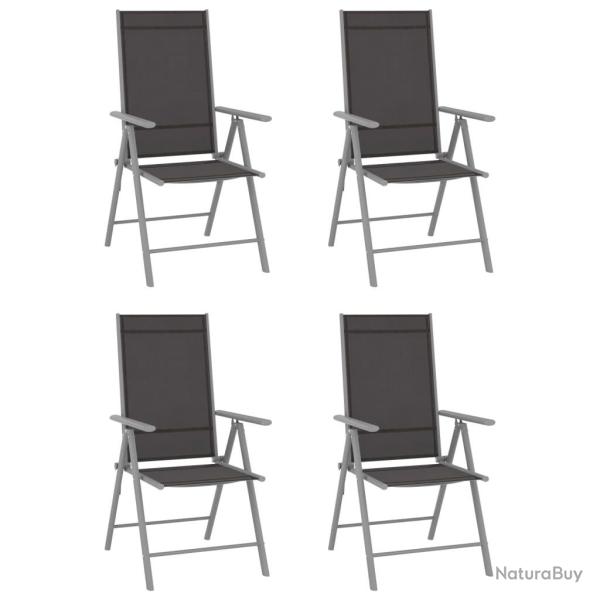 Chaises de jardin pliables lot de 4 Textil�ne Noir