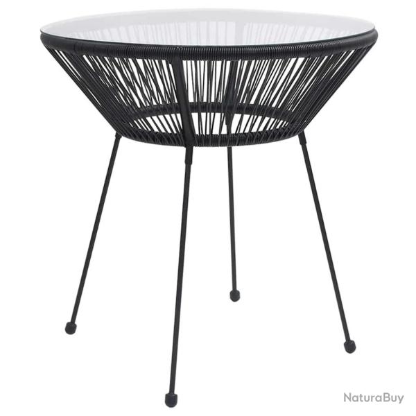Table � manger de jardin Noir �70x74 cm Rotin et verre
