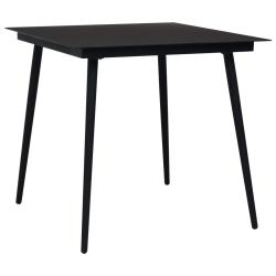 Table &agrave; d&icirc;ner de jardin Noir 80x80x74 cm Acier et verre