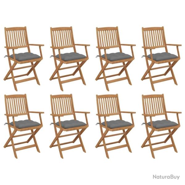 Chaises pliables d'ext�rieur et coussins lot de 8 Bois d'acacia