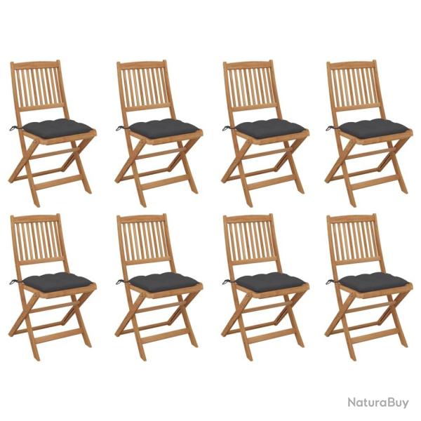 Chaises pliables d'ext�rieur et coussins lot de 8 Bois d'acacia