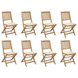Chaises pliables d'ext&eacute;rieur et coussins lot de 8 Bois d'acacia