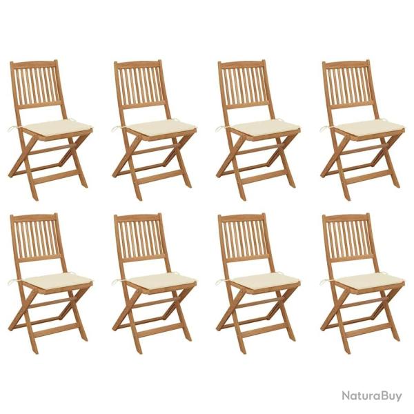 Chaises pliables d'ext�rieur et coussins lot de 8 Bois d'acacia