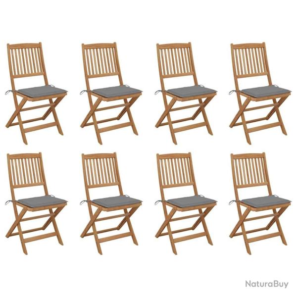 Chaises pliables d'ext�rieur et coussins lot de 8 Bois d'acacia