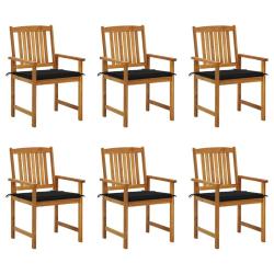 Chaises de jardin avec coussins lot de 6 Bois d'acacia massif