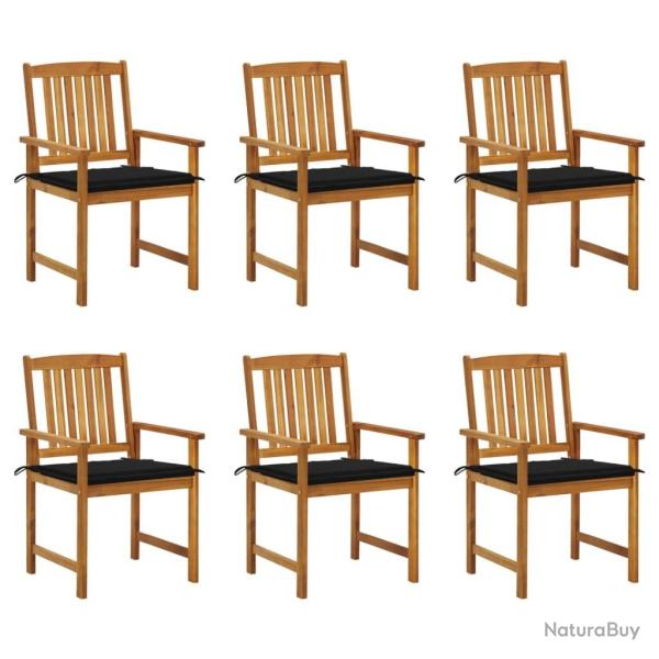 Chaises de jardin avec coussins lot de 6 Bois d'acacia massif