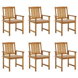Chaises de jardin avec coussins lot de 6 Bois d'acacia massif