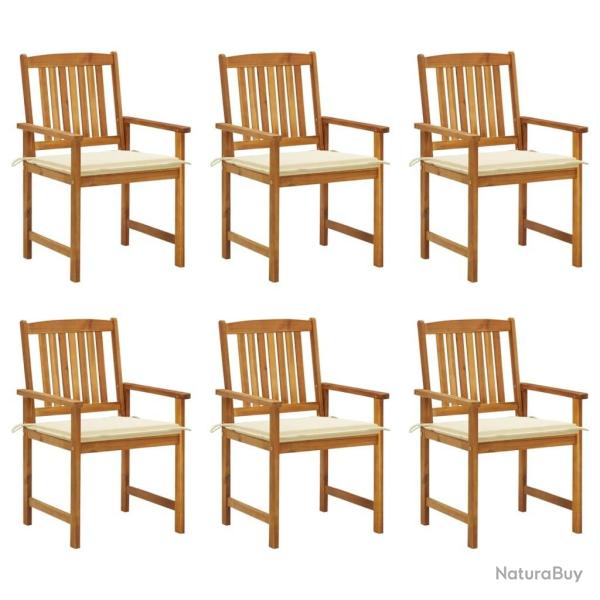 Chaises de jardin avec coussins lot de 6 Bois d'acacia massif