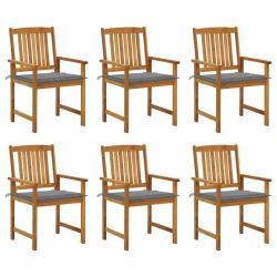 Chaises de jardin avec coussins lot de 6 Bois d'acacia massif
