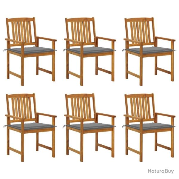 Chaises de jardin avec coussins lot de 6 Bois d'acacia massif