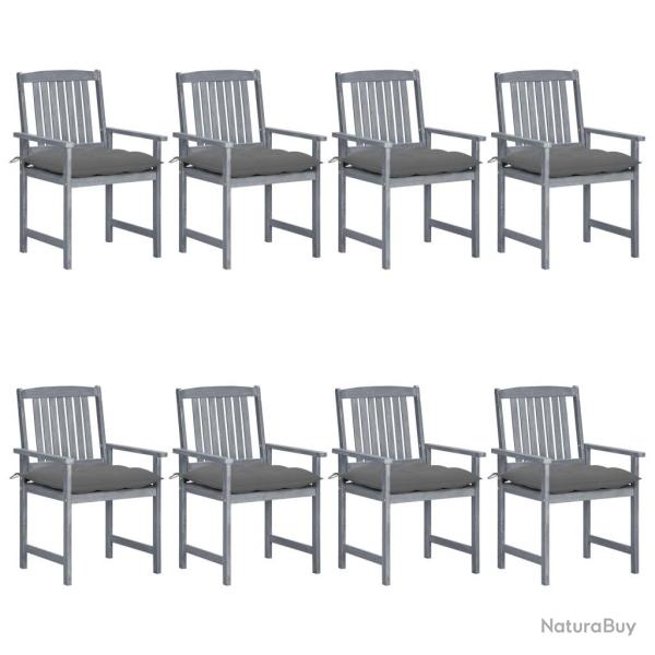 Chaises de jardin et coussins lot de 8 Bois acacia solide Gris
