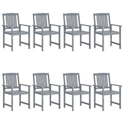 Chaises de jardin lot de 8 Bois massif d'acacia Gris
