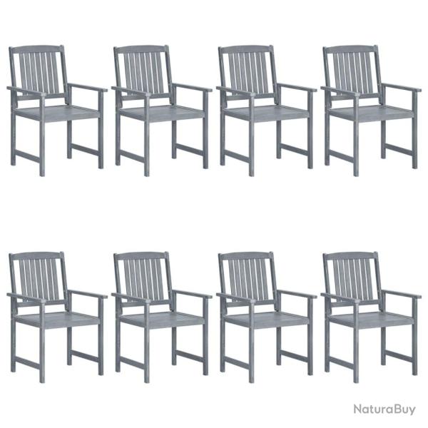 Chaises de jardin lot de 8 Bois massif d'acacia Gris