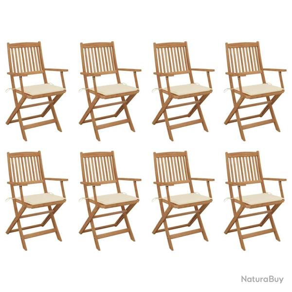 Chaises pliables d'ext�rieur et coussins lot de 8 Bois d'acacia