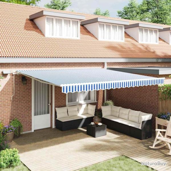 Auvent R�tractable Bleu et Blanc 500 � 300 cm