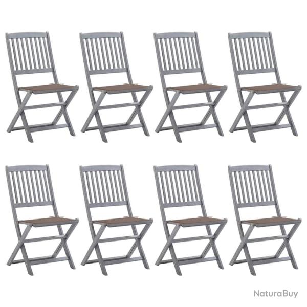 Chaises pliables d'ext�rieur lot de 8 et coussins Bois d'acacia