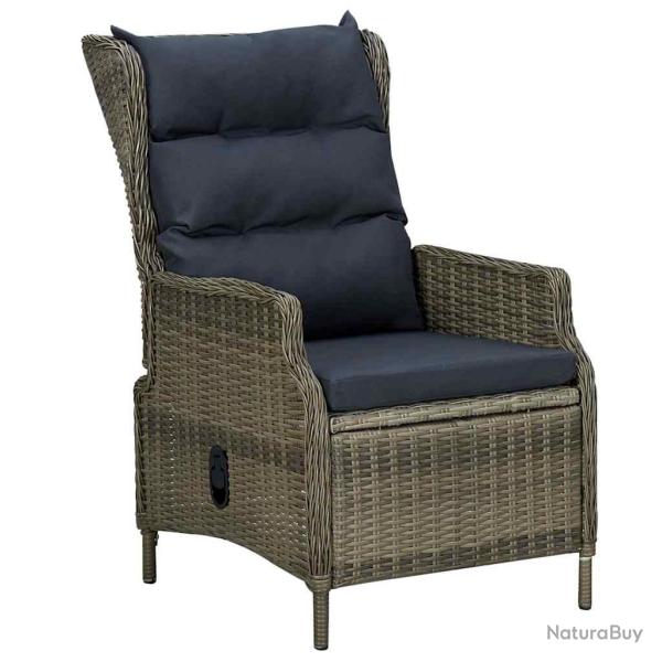 Chaise inclinable de jardin avec coussins R�sine tress�e Marron