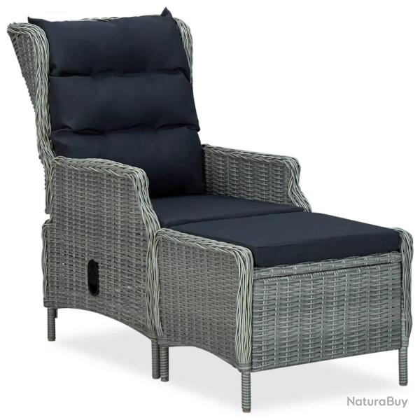 Chaise inclinable de jardin tabouret R�sine tress�e Gris clair