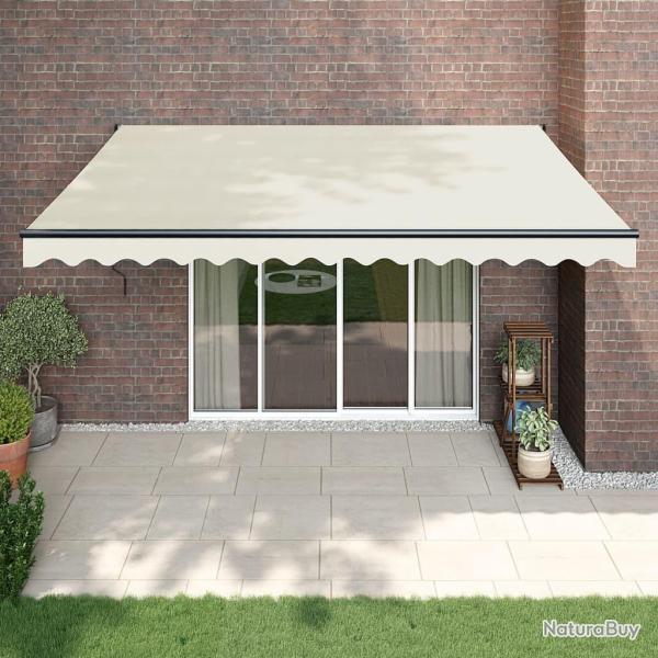 Auvent r�tractable cr�me 4,5x3 m tissu et aluminium