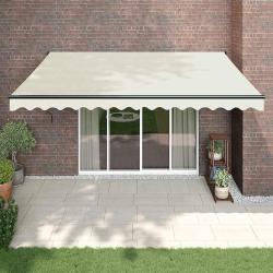 Auvent r&eacute;tractable cr&egrave;me 4x3 m tissu et aluminium