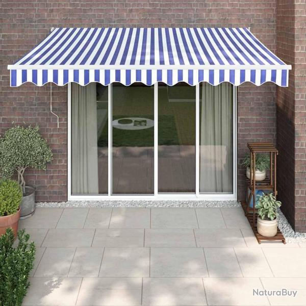 Auvent r�tractable automatique bleu et blanc 3,5x2,5 m