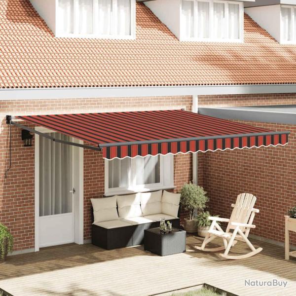Auvent r�tractable orange et marron 4x3 m tissu et aluminium