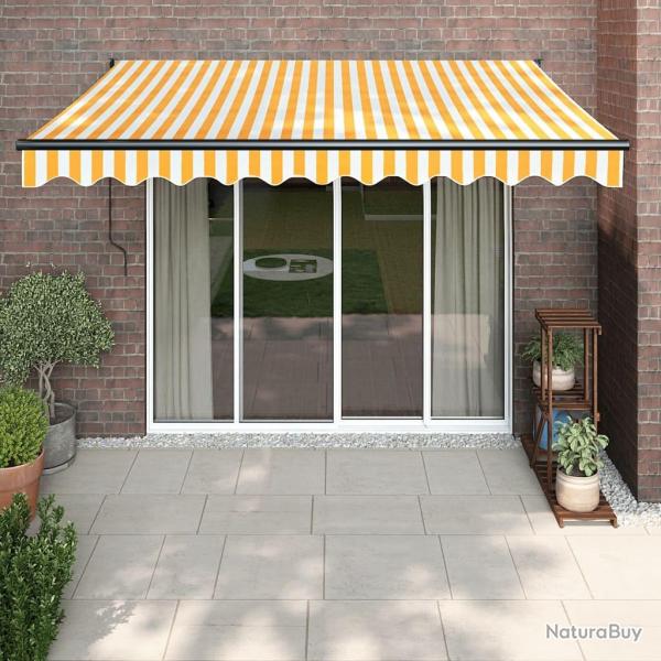 Auvent r�tractable automatique jaune et blanc 3x2,5 m