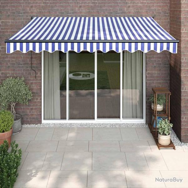 Auvent r�tractable automatique bleu et blanc 3,5x2,5 m