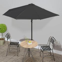 Parasol de balcon avec m&acirc;t en aluminium Noir 300x155x223cm Demi