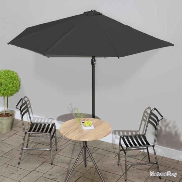 Parasol de balcon avec m�t en aluminium Noir 300x155x223cm Demi