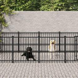 Chenil d'ext&eacute;rieur pour chiens Acier 7,51 m&sup2;