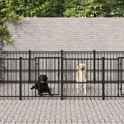 Chenil d'ext&eacute;rieur pour chiens Acier 7,51 m&sup2;