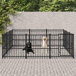 Chenil d'ext&eacute;rieur pour chiens Acier 8,47 m&sup2;