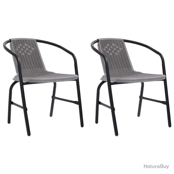 Chaises de jardin lot de 2 Plastique Rotin et acier 110 kg