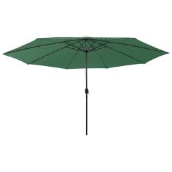 Parasol de jardin avec lumi&egrave;res LED et m&acirc;t en m&eacute;tal 400 cm vert