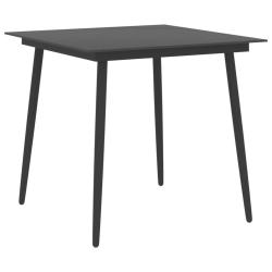 Table &agrave; d&icirc;ner de jardin Noir 80x80x74 cm Acier et verre