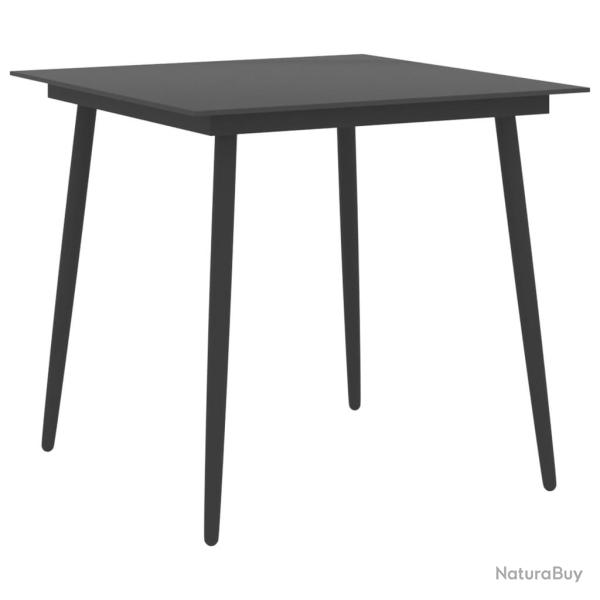 Table � d�ner de jardin Noir 80x80x74 cm Acier et verre