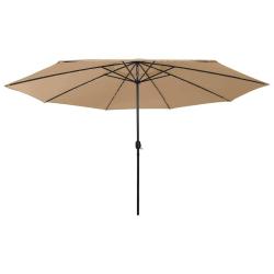 Parasol de jardin avec lumi&egrave;res LED et m&acirc;t en m&eacute;tal 400cm taupe