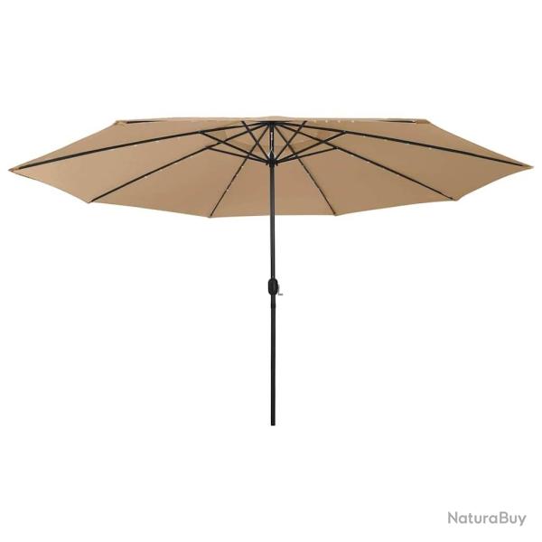 Parasol de jardin avec lumi�res LED et m�t en m�tal 400cm taupe