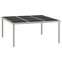 Table de salle &agrave; manger de jardin 170x170x74,5cm Verre et acier
