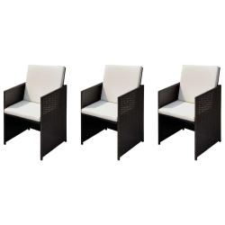 Chaises de jardin 3 pcs Marron 56 x 52 x 87 cm Poly rotin