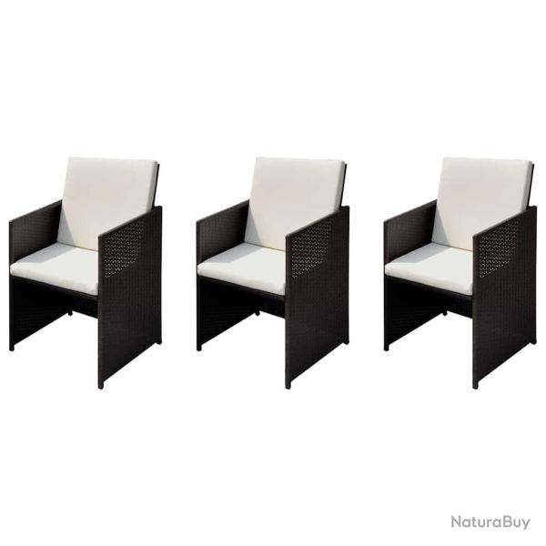 Chaises de jardin 3 pcs Marron 56 x 52 x 87 cm Poly rotin